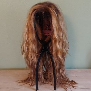 Blonde Mix Curly Wig Human Hair Blend